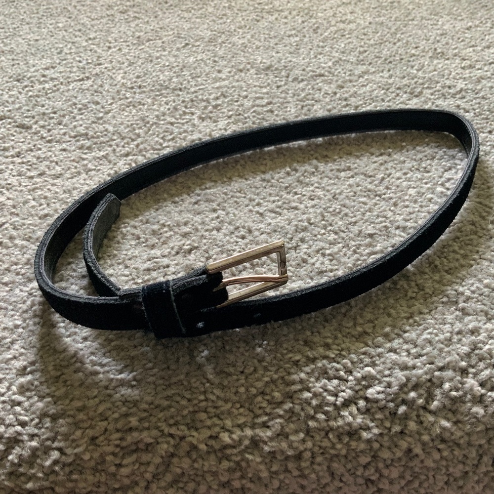 Black Suede Feel Skinny Belt